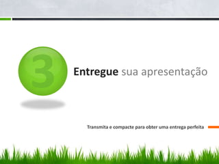 Entregue sua apresentação
Transmita e compacte para obter uma entrega perfeita
 