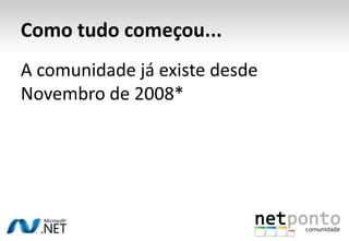 Como tudo começou...A comunidade já existe desde Novembro de 2008*