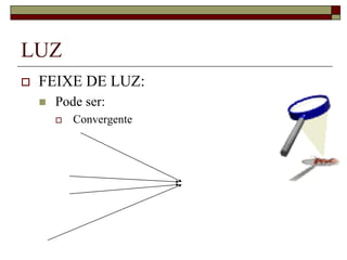 LUZ
 FEIXE DE LUZ:
 Pode ser:
 Convergente
 