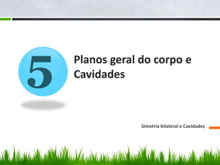 5 Planos geral do corpo e 
Cavidades 
Simetria bilateral e Cavidades 
! 
 