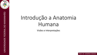 UNIVERSIDADE
FEDERAL
DO
MARANHÃO
PROF. DR. HERMÍNIO MENDES
Introdução a Anatomia
Humana
Visões e Interpretações
 