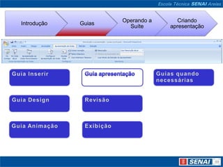 Guias quando necessáriasGuia apresentaçãoGuia InserirGuia DesignRevisãoGuia AnimaçãoExibição