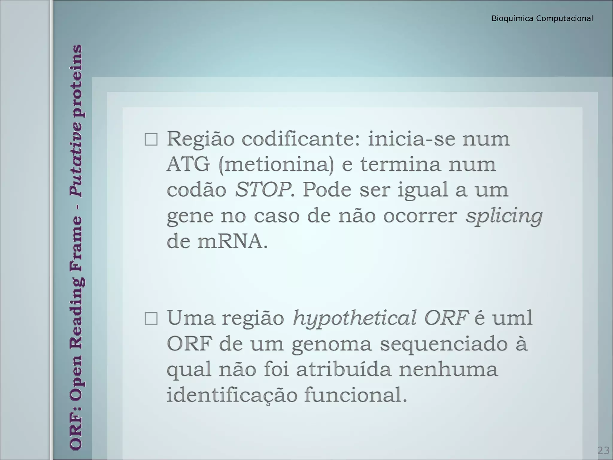Bioquímica Computacional




                           23
 