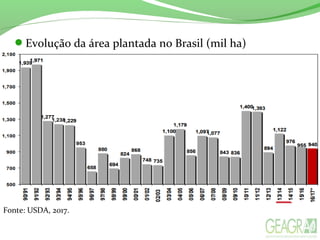 Evolução da área plantada no Brasil (mil ha)
Fonte: USDA, 2017.
 