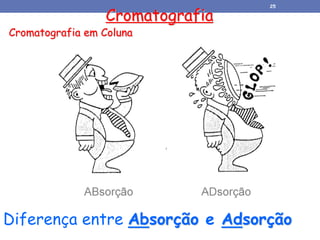 Cromatografia
Cromatografia em Coluna
Diferença entre Absorção e Adsorção
25
 