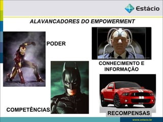 ALAVANCADORES DO EMPOWERMENT



          PODER


                        CONHECIMENTO E
                          INFORMAÇÃO




COMPETÊNCIAS
                          RECOMPENSAS
 