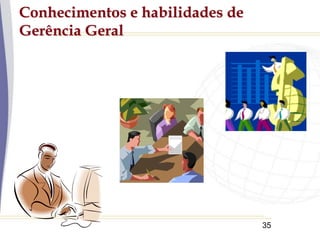 35
Conhecimentos e habilidades de
Gerência Geral
 