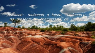 “Estamos roubando o futuro, vendendo-o
no presente, e chamando-o de Produto
Interno Bruto.” (Paul Hawken)
 