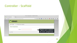 Controller - Scaffold 
34 
Página para cadastro 
de novo campeonato 
 