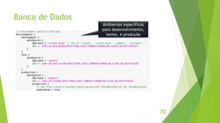 Banco de Dados 
70 
Ambientes específicos 
para desenvolvimento, 
testes, e produção 
 