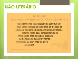 NÃO LITERÁRIO
 