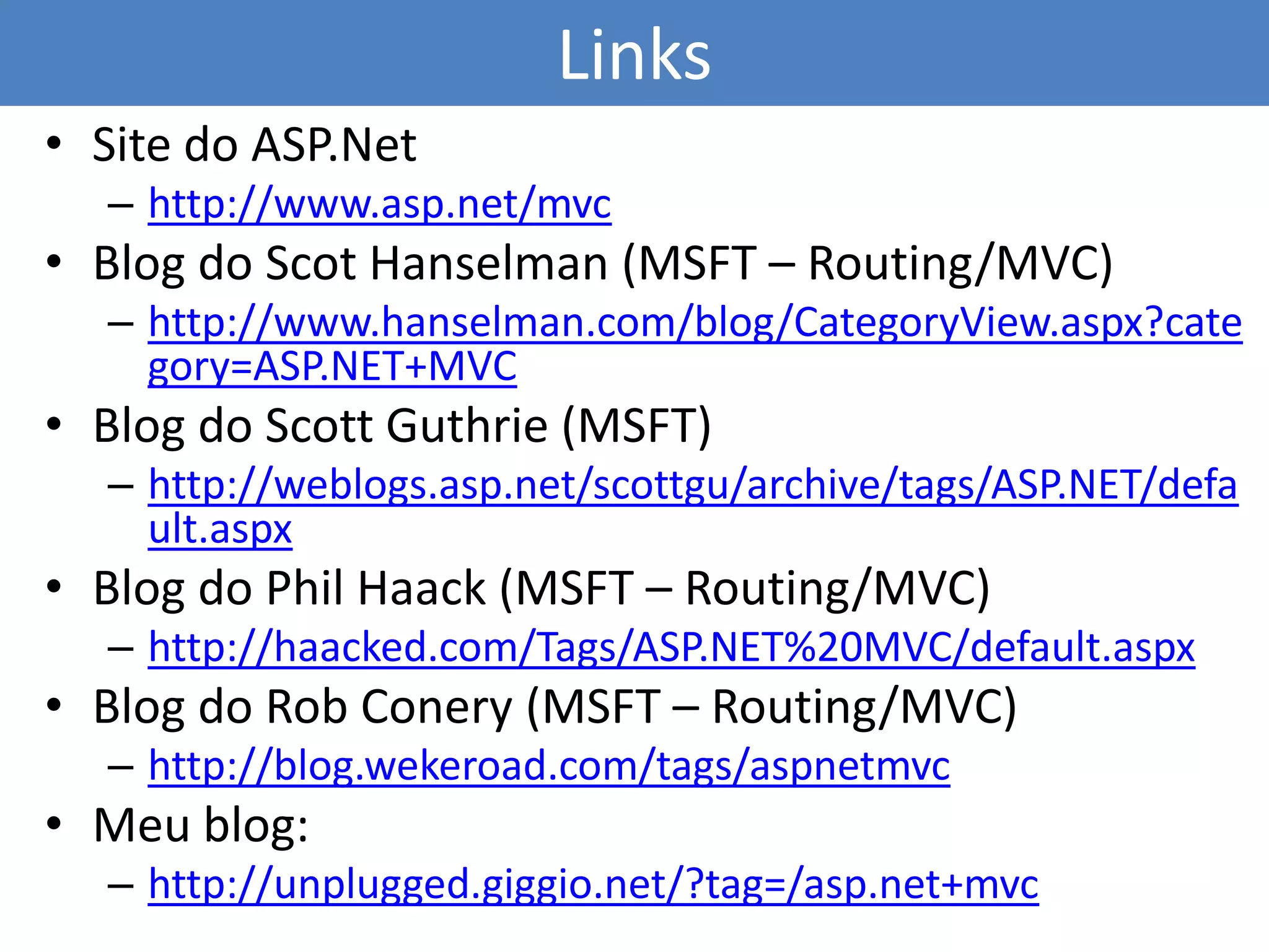 Introdução ao Asp.Net Mvc