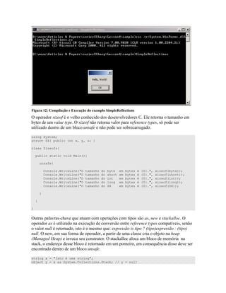 + ! 0 * , * $ * 3 4
= H ( ) ) ) % " "
,") = H ( " ( )B )
" D " ( ) )
using System;
struct SX{ public int x, y, z; }
class Sizeofs{
public static void Main(){
unsafe{
Console.WriteLine("O tamanho do byte em bytes é {0}.", sizeof(byte));
Console.WriteLine("O tamanho do short em bytes é {0}.", sizeof(short));
Console.WriteLine("O tamanho do int em bytes é {0}.", sizeof(int));
Console.WriteLine("O tamanho do long em bytes é {0}.", sizeof(long));
Console.WriteLine("O tamanho do SX em bytes é {0}.", sizeof(SX));
}
}
}
= " ) )- 7 " C ) " ) ) 6 8 =
" D 4 ) " ( "; ) )
" )" ) 7 < 4 , I 4 ,
= 6 ) # " )) +" *
) )" " = )" A B
)" A )) " " ) 7 : )) )
" " (
string x = "Isto é uma string";
object y = x as System.Collections.Stack; // y = null
 