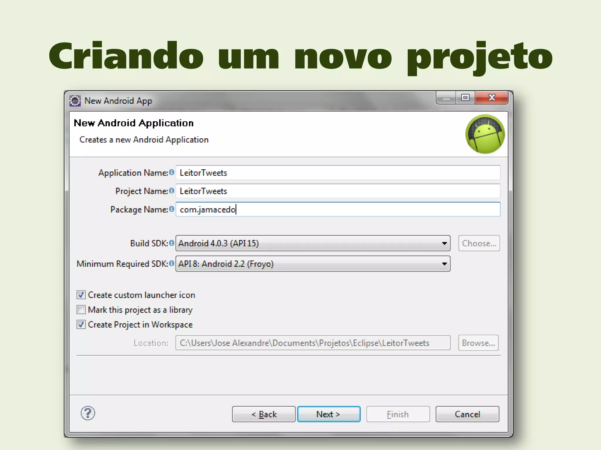Criando um novo projeto
 