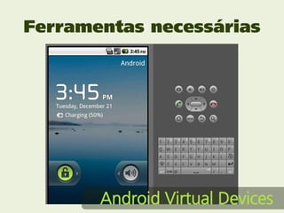 Ferramentas necessárias




       Android Virtual Devices
 