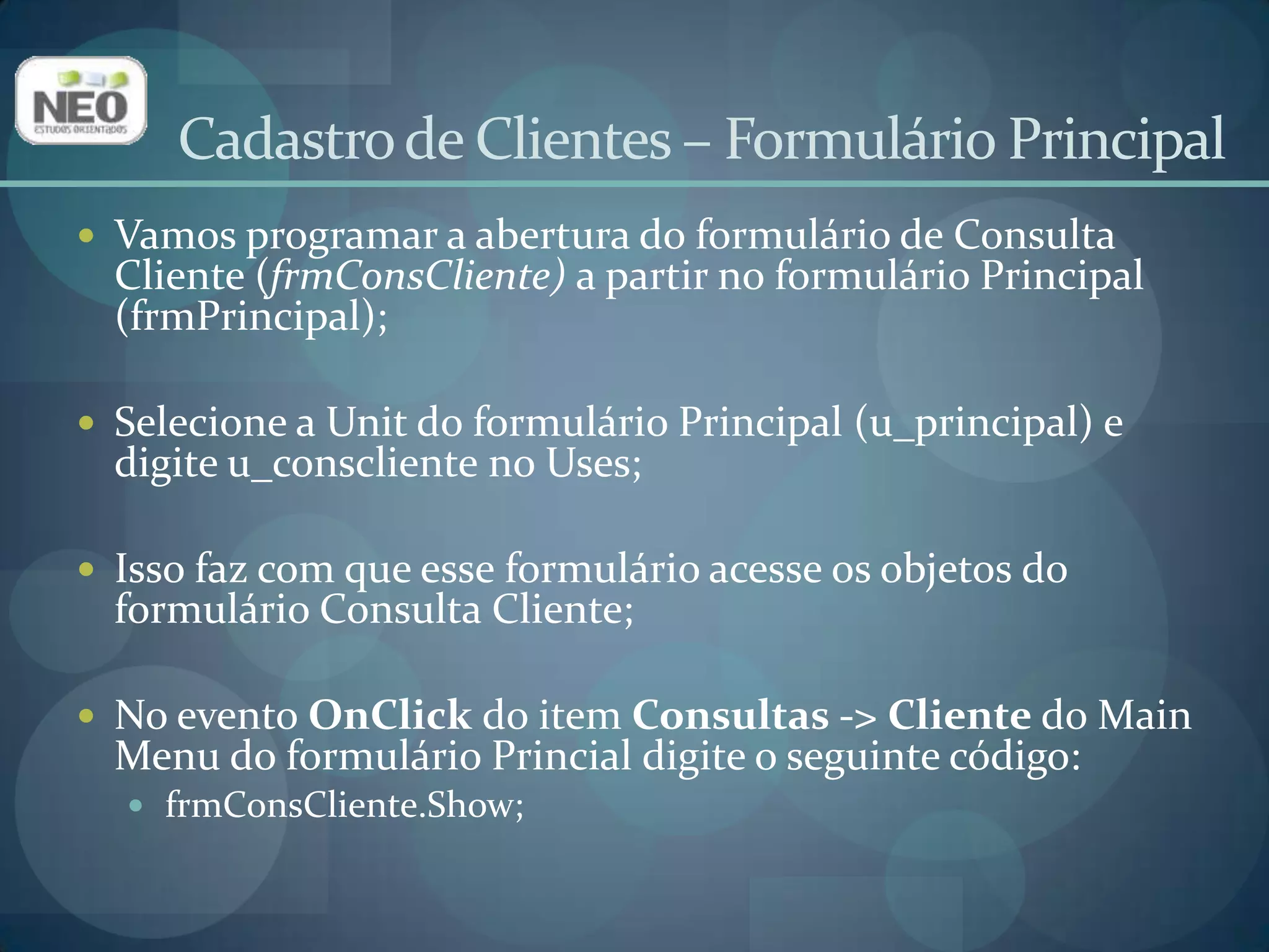 Cadastro de Clientes