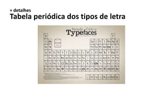 + detalhes
Tabela periódica dos tipos de letra
 