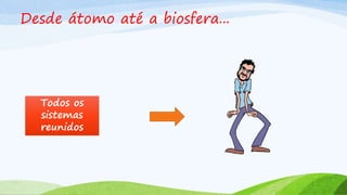 Desde átomo até a biosfera...
Todos os
sistemas
reunidos
 