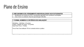Plano de Ensino
 