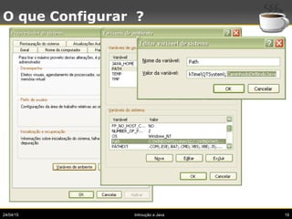 O que Configurar ?
24/04/15 Introução a Java 19
 