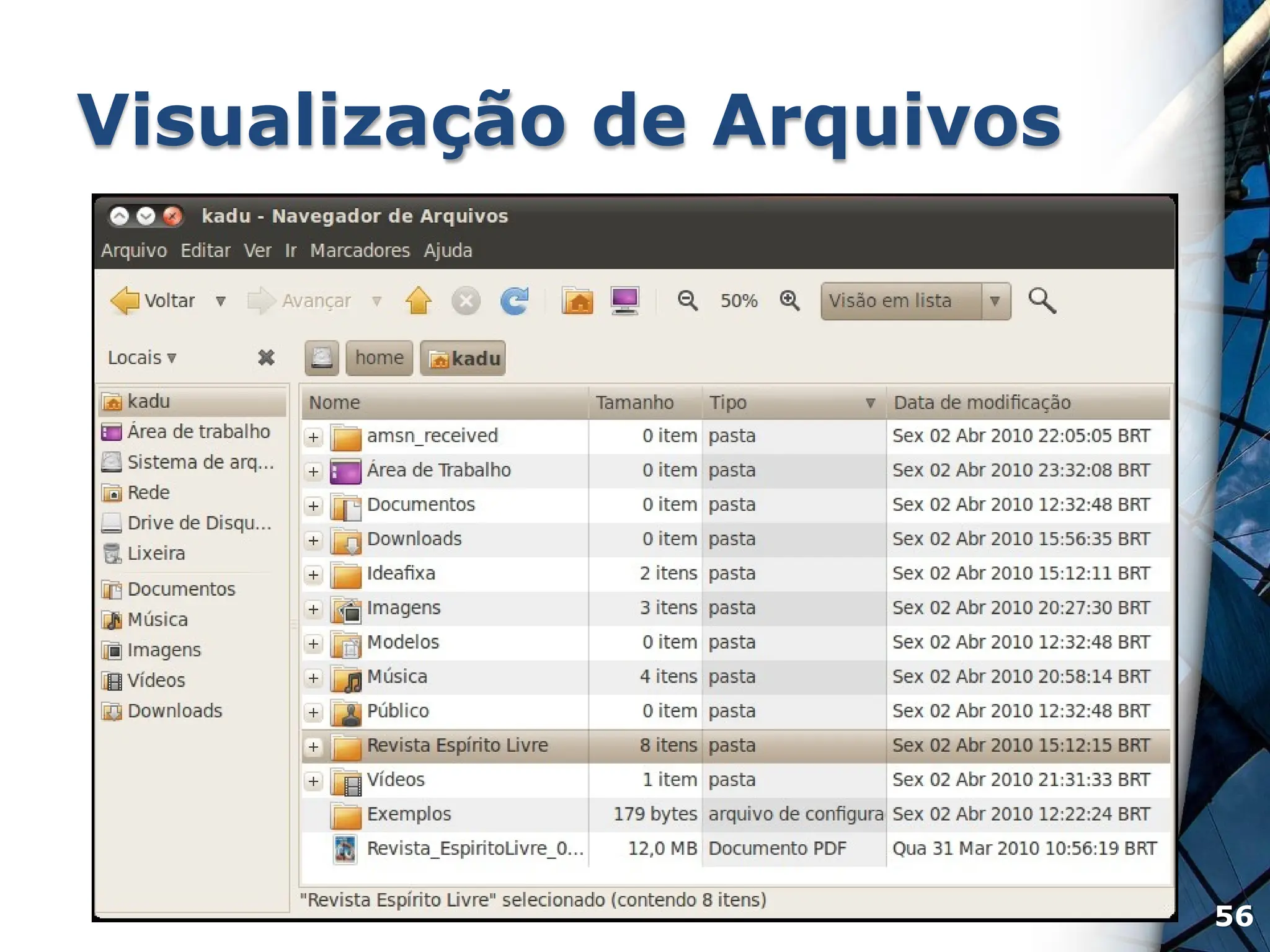 Visualização de Arquivos
56
 