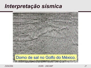 25/04/2006 DGRN - UNICAMP 27
Interpretação sísmica
Domo de sal no Golfo do México.
 