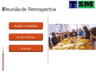 Reunião de Retrospectiva


    Avaliar o trabalho


      Erros / Atritos


         Acertos
 