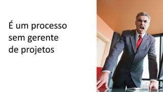 É um processo
sem gerente
de projetos
 
