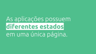 As aplicações possuem
diferentes estados
em uma única página.
 