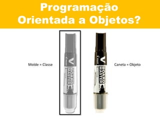 Programação
Orientada a Objetos?
Molde = Classe Caneta = Objeto
 