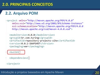 20Introdução a projetos baseados em Apache Maven
2.2. Arquivo POM
2.0. PRINCIPAIS CONCEITOS
 