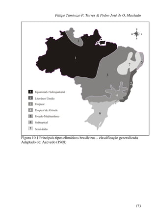 Fillipe Tamiozzo P. Torres & Pedro José de O. Machado
173
Figura 10.1 Principais tipos climáticos brasileiros – classificação generalizada
Adaptado de: Azevedo (1968)
 