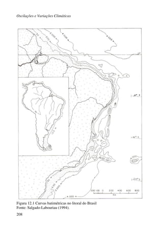 Oscilações e Variações Climáticas
208
Figura 12.1 Curvas batimétricas no litoral do Brasil
Fonte: Salgado-Labouriau (1994).
 