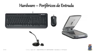 Hardware – Periféricos de Entrada
19:24 I.C.C.: Aula 04 - ARQUITETURA DE COMPUTADORES (Hardware e Software)
 