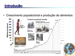• Crescimento populacional e produção de alimentos
Introdução
 