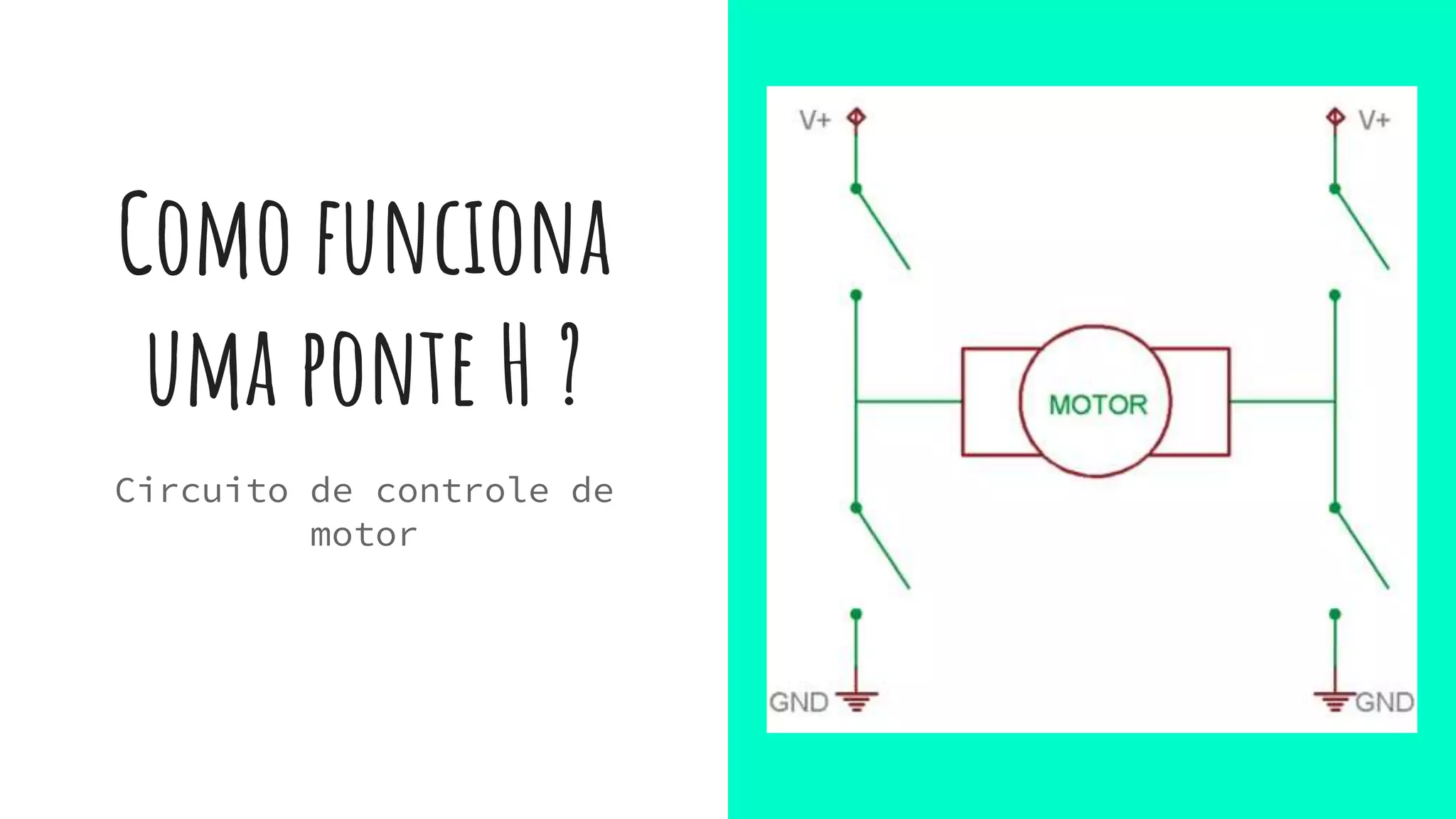 Como funciona
uma ponte H ?
Circuito de controle de
motor
 