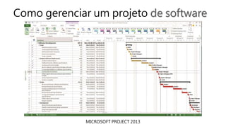 Como gerenciar um projeto de software
MICROSOFT PROJECT 2013
 