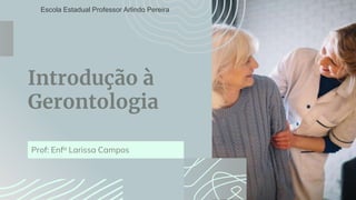 Introdução à
Gerontologia
Prof: Enfa Larissa Campos
Escola Estadual Professor Arlindo Pereira
 