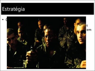 Estratégia
• O conceito de estratégia...
– em grego stratēgía, em latim “estrategi”, em francês
stratégie, em inglês strategy, em alemão strategie, em
italiano strategia, em espanhol estrategia
 