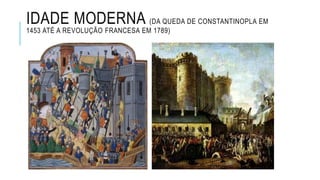 IDADE MODERNA (DA QUEDA DE CONSTANTINOPLA EM
1453 ATÉ A REVOLUÇÃO FRANCESA EM 1789)
 