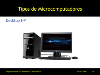 Tipos de Microcomputadores
Desktop HP
11/03/2014FagnerLima.com.br - Introdução à Informática - O Computador 29
 