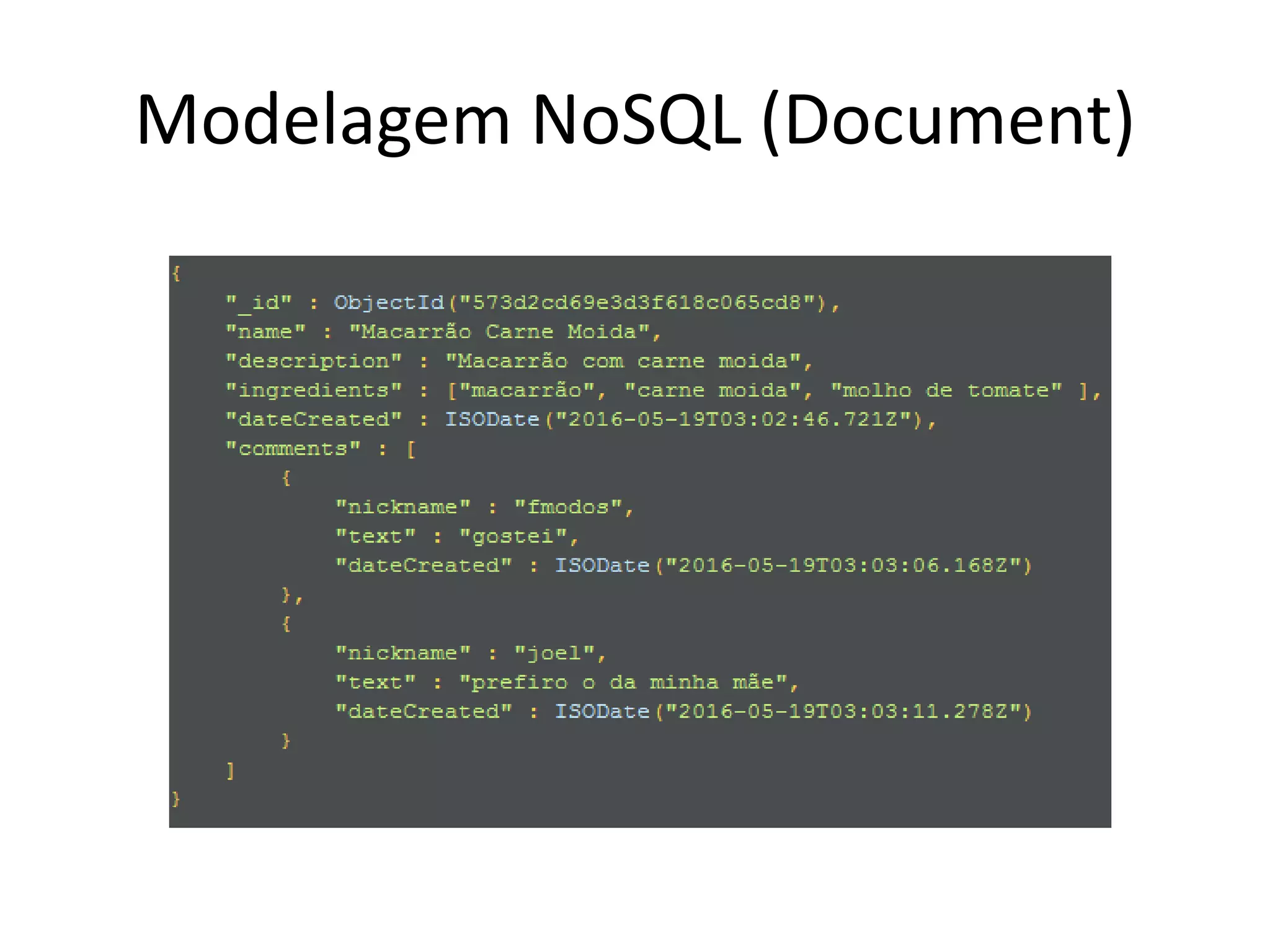 Modelagem NoSQL (Document)
 