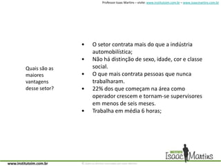 O setor contrata mais do que a indústria automobilística;