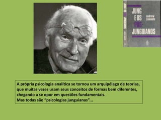 A própria psicologia analítica se tornou um arquipélago de teorias,
que muitas vezes usam seus conceitos de formas bem diferentes,
chegando a se opor em questões fundamentais.
Mas todas são “psicologias junguianas”...
 