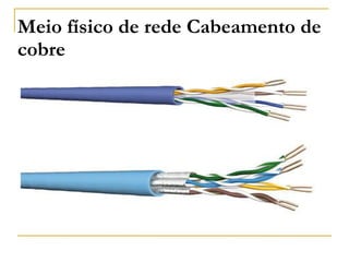 Meio físico de rede Cabeamento de
cobre
 