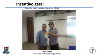 Felipe Pontes
www.contabilidademq.blogspot.com
Incentivo geral
27
Ricardo, maior média da tarde em 2014.2
 