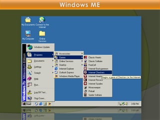 Windows 98Esta versão foi lançada em 25 de Junho de 1998. Foram corrigidas muitas das falhas do seu antecessor. A maior novidade desta versão era a completa integração do S.O. com a Internet. Utilizava o Internet Explorer 4. Introduziu o sistema de arquivos FAT 32 e começou a introduzir o teletrabalho (só foi possível devido à integração do Web). Existe uma versão especial, conhecida como Windows 98 Segunda Edição (Windows 98 SE). Foi lançada em 1999 e esta versão visava corrigir as falhas (bugs) e resolver os problemas de instabilidade do Windows 98. Incluía drivers e programas novos. Substituiu o Internet Explorer 4 pela versão 5, que era mais rápida.