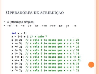 OPERADORES DE ATRIBUIÇÃO
 