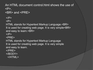 Computer Programing Html Tags Ppp introdution-to-htmlppt.ppt