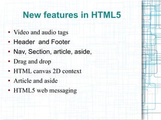 Introdution to HTML 5 | PPT
